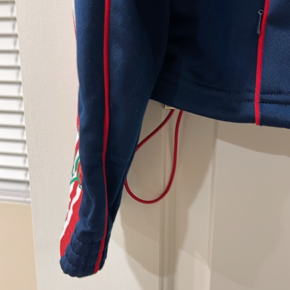 Rare ADIDAS track top . Beautiful blue with red roses on arms. - Picture 5 of 7